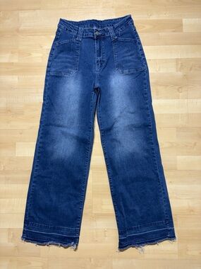 High-Rise Relaxed Straight Jeans in Deep Blue